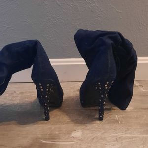 Fahrenheit Women's Heel Boots Dark Denim Studded size 7